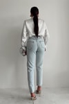 Mini Taşlı Mom Jean Buz Mavi