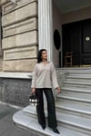 V Yaka Oversize Kazak Bej