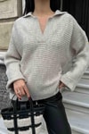 V Yaka Oversize Kazak Bej