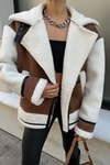Süet Puffer Detay Yaka Tokalı Mont Kahve