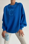Harf Nakışlı Sweatshirt Saks Mavisi