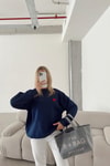 Mini Kalp Nakışlı Sweatshirt Lacivert