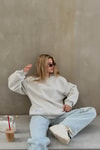 Sırt Fermuarlı Sweatshirt GRİ