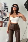 İp Askılı V Crop Top Beyaz
