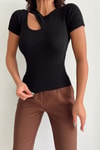 Cut Out Basic Tshirt Siyah