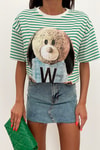 Teddy Çizgili Tshirt Yeşil