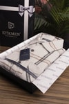 EtikmenKemik Beyaz Çizgili Oversize Oduncu Hediye Kutulu Erkek GömlekGÖMLEK MODELLERİ