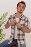 EtikmenKrem Yeşil Desenli Slimfit Oduncu Hediye Kutulu Erkek GömlekGÖMLEK MODELLERİ