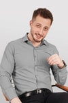 EtikmenGri Desenli Slimfit Erkek GömlekKlasik Gömlek Modelleri