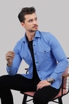 EtikmenMavi Slimfit Gerçek Kot Erkek GömlekKot Gömlek Modelleri
