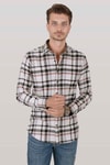 EtikmenBeyaz Siyah Çizgili Oduncu Erkek GömlekSlimfit Oduncu Modeller