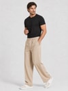 Etikmen Bej Relax Fit Bağcıklı Baggy PantolonSpor Gömlek Modelleri
