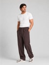 EtikmenErkek Kahverengi Relax Fit Bağcıklı Baggy PantolonSpor Gömlek Modelleri