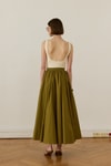 Aria Pileli Poplin Etek Olive