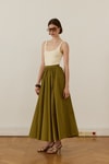 Aria Pileli Poplin Etek Olive