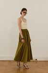 Aria Pileli Poplin Etek Olive