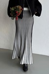 Beyaz Striped  Kloş Etek