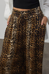 Kahve  Leopar Saten Pantolon 