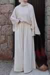 Krem Wide Leg Pantolon