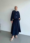 Lacivert %100 Keten Cecilia Ceket
