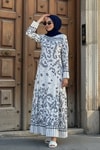 Beyaz Laci Desenli Elbise