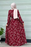 Bordo Çiçekli Elbise