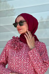 Elya Omuzu Fırfırlı Keten Elbise