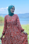 Tülay Turuncu Desenli Elbise