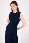 Abiye/Kokteyl Elbiseler-Laci Çiçek Detaylı Pliseli Midi Abiye Elbise 251671-rulem