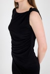 Abiye/Kokteyl Elbiseler-Siyah Yırtmaç Detaylı Drape Askılı Midi Elbise 241733-rulem