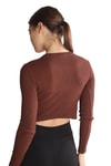 Acı Kahve Bisiklet Yaka Crop Bluz 734