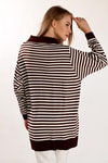 Acı Kahve İnce Çizgi Polo Yaka Tunik 5345