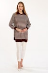 Acı Kahve İnce Çizgi Polo Yaka Tunik 5345