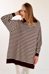 Acı Kahve İnce Çizgi Polo Yaka Tunik 5345