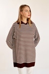 Acı Kahve İnce Çizgi Polo Yaka Tunik 5345