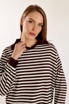 Acı Kahve İnce Çizgi Polo Yaka Tunik 5345