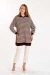 Acı Kahve İnce Çizgi Polo Yaka Tunik 5345