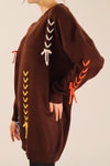 Acı Kahve İp Nakışlı Kazak 2024