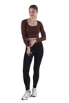 Acı Kahve Kare Yaka Crop Bluz 736