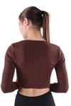 Acı Kahve Kare Yaka Crop Bluz 736