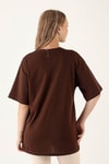 Acı Kahve V Yaka Oversize Tişört 9002M