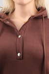 Acı Kahve Yaka Çıtçıtlı Kapüşonlu Sweat 9020M