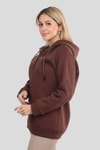 Acı Kahve Yaka Çıtçıtlı Kapüşonlu Sweat 9020M