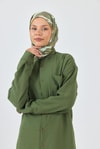 Açık Haki Yaprak Desenli Eşarp 3004