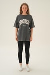 Antrasit Brooklyn Baskı Oversize Tişört 3905