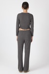 Antrasit Fitilli Crop Bluz Pantolon İkili Takımı 8114A