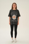Antrasit Texas Baskı Oversize Tişört 3583