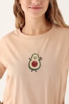 Avakado Baskı Tişört - 12100 Bej