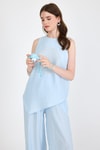 Bebe Mavi Asimetrik Kesim Bluz Pantolon İkili Takım 5219