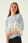 Bebe Mavi Çizgi Detay Oversize Tişört 1454